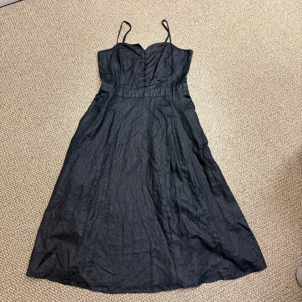 1. State  Perfect Black Linen ‎ Dress